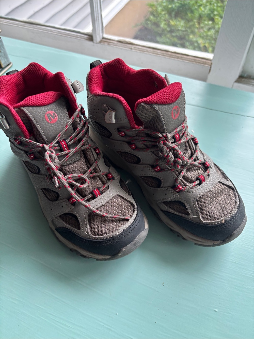 Kids Grey and red Hiking Sneakers/boots